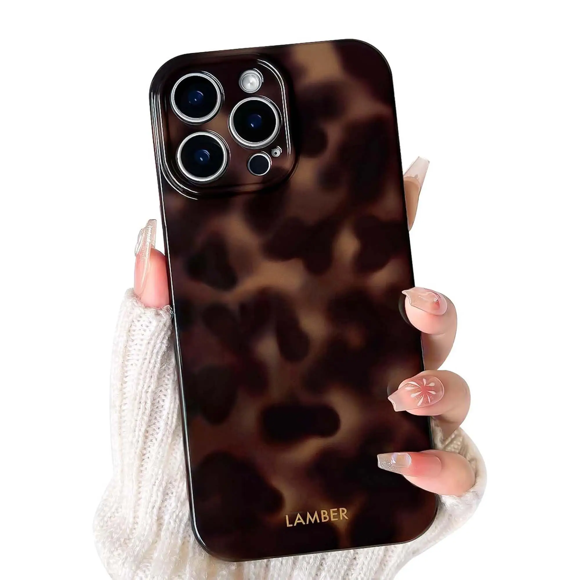 Vintage Amber leopard Pattern Phone Case, Shockproof Protective Soft Silicone case for iPhone 16 Series Plus 11 12 13 14 15 Pro Max Protection
