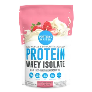 Portions Master Non-GMO Cross-Flow Microfiltration Whey Protein Isolate, Sweetened with Stevia (2 lbs) | Strawberries And Cream