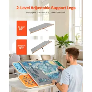 VEVOR 2000 Piece Puzzle Board with 6 Drawers and Cover, 40.2x29.4 Rotating Wooden Jigsaw Puzzle Plateau, Portable Puzzle Accessories for Adult, Puzzle Organizer Puzzle Storage System, Gift for Mom