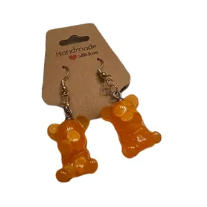 Orange Slice Gummy Bear Earrings - Orange Filled Bear with Unique Glow-in-the-Dark Feature