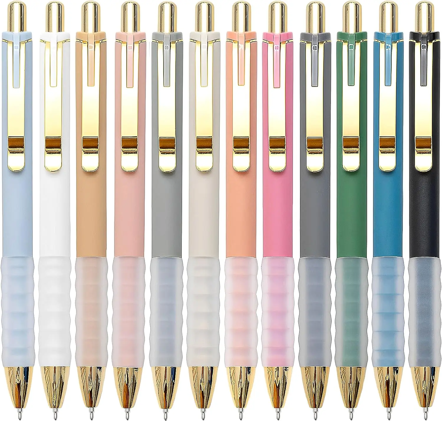 Ballpoint Pens Black Medium Point 1Mm Pen with Super Soft Grip  Retractable Pens (Gold-12 Pcs) Linbsunne