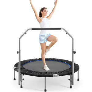 40" Foldable Mini Trampoline for Adults, Trampoline for Adults with Adjustable Bar  On-Site