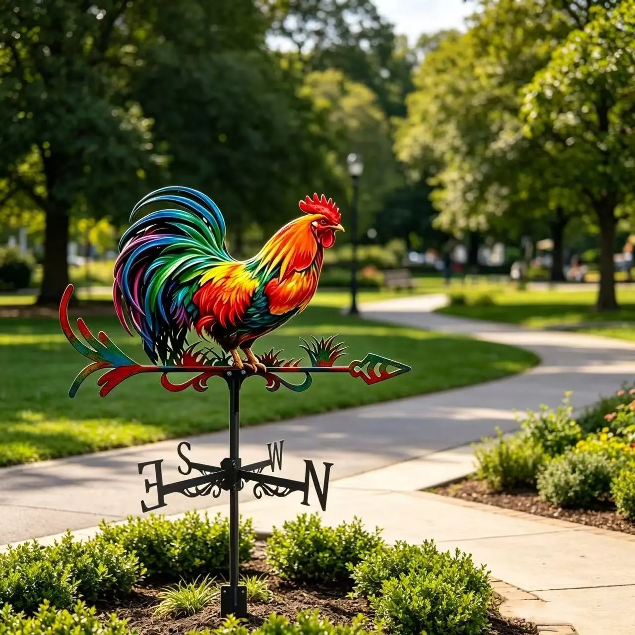 Colorful Rooster Wind Vane, Metal Weather Vane, Outdoor Garden Decor, Garden Accessories, Garden Supplies, Perfect for Holidays and Gifts, Ideal for Patios and Farms, Versatile