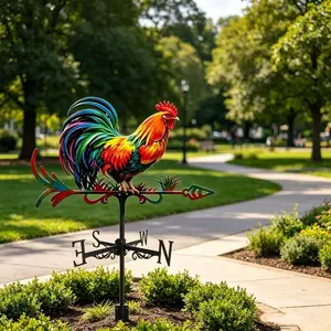 Colorful Rooster Wind Vane, Metal Weather Vane, Outdoor Garden Decor, Perfect for Holidays and Gifts, Ideal for Patios and Farms