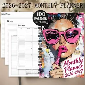 2026-2027 Pop Art Monthly Planner Notebook, Vibrant Fashion Design, Fully Functional, Ideal for Long-Term Planning, Trendy Aesthetic Users