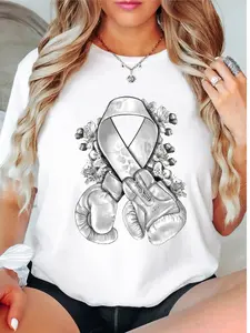 Lung Cancer Boxing Gloves T-Shirt, White Ribbon Shirt, Lung Cancer Awareness Tee, Lung Cancer Fighter Tee, Lung Cancer Warrior Short Sleeve.