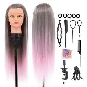 28 Inch Long Ombre Color Hair Mannequin Head, Cosmetology Training Model Doll Head for Hairstyle Accessories, Ideal for Professionals and Beginners, Hair Styling Practice