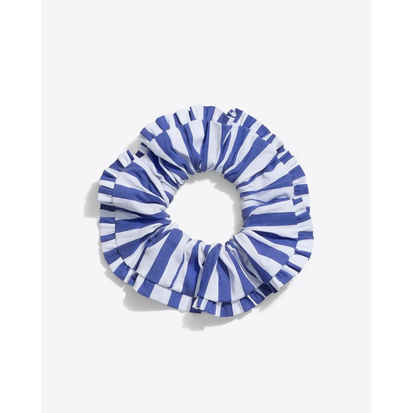 Ruffle Scunchie in Navy Stripe