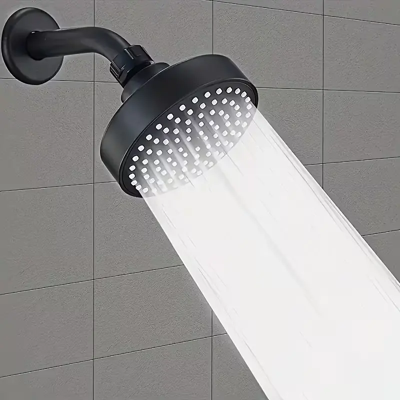 Black High Pressure Rain Shower Head, Large Coverage Fixed Showerhead with Anti-Clog Silicone Nozzles, Universal Easy-Installation Bathroom Accessory
