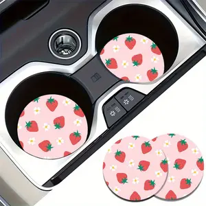 2pcs Strawberry Pattern Car Cup Holder Coasters, Multiple styles Universal Non-slip Car Accessories, Cute Car Coasters, Car Decoration Gifts