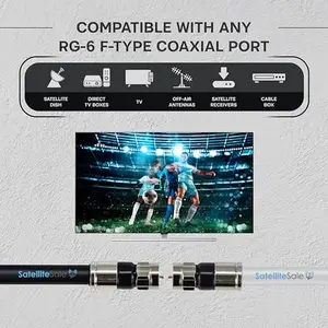SatelliteSale Digital 75Ohm RG-6/U Coaxial Cable with F-Type Connector Indoor/Outdoor Universal Wire White Cord 6 feet