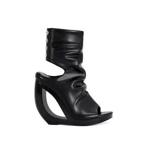 CIRCOS-BLACK WEDGE SANDAL BOOTIE