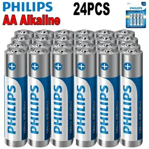PHILIPS AA Batteries 24 Pack Alkaline Double A Battery 1.5VUltra Long Lasting 2A Batteries-10-Year in Storage (Non-Rechargeable)
