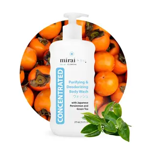 MIRAI Purifying & Deodorizing Body Wash – Japanese Persimmon & Green Tea Extract – Nonenal Eliminator for Men & Women – Natural Odor Control Shower Gel