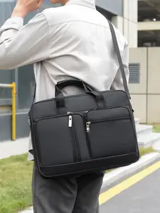 1pc  Men's portable briefcase in solid color and clean color, crossbody bag with zipper closure, fashionable and versatile, casual and simple, suitable for work, commuting, business and travel, men's briefcase, Messenger bag, Travel Essentials