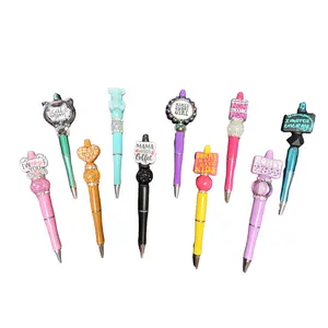 DBC 10 PENS Handmade Beaded Pens with Black Ink Multicolor Smooth Writing Gift For Friends Cheerful Sassy Fun Stationery