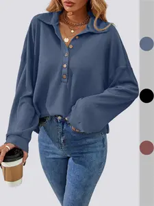 Plus Size Women's Fall Drop Shoulder Knit Long Sleeve T-Shirt, Comfortable Daily Wear, Casual Fashion Top for Ladies, Perfect for Autumn Season