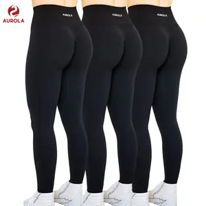 AUROLA  3 Pieces Pack Set Intensify Workout Leggings for Women Seamless Scrunch Tights Tummy Control Gym Fitness Girl Sport Active Yoga Pants SpringStatements