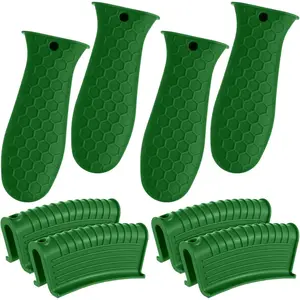 8 count  Pot Holders Cast Iron Handle Cover Heat Resistant Pot Handle Covers Potholder Non Slip  Pan Sleeve for Frying Pan Kitchen Supplies (Matcha Color)