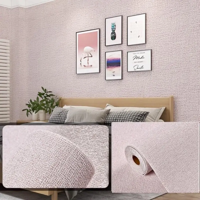 Self-Adhesive Linen Wallpaper Roll, 10m Long, Easy Tear and Stick, Decorative Wall Covering for Bedroom and Living Room, Universal Use, Textured Wall Paper