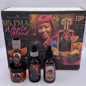 SIS, I’M A WHOLE MOOD – LUXURY AURA BUNDLE by God’s Heavenly Scents Body Care Set with Extrait Body Oil Elixir, Roller, Crème Elixir, & Diffuser Oil Gift