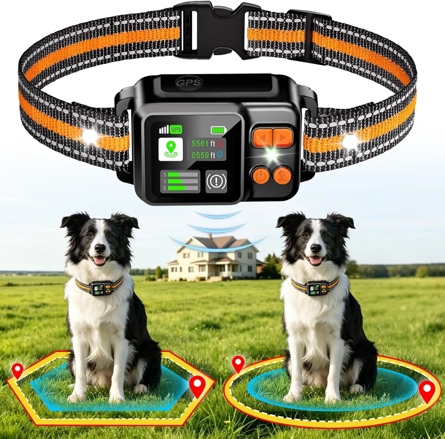 GPS Wireless Dog Fence Collar System 2 Mode Boundary IPX7 No Monthly Fee |   2026 GPS Chip Invisible Virtual Fence, Circular/Free-Form Boundary, Rechargeable Outdoor Pet Containment System for All Dogs