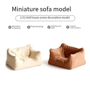 1:12 Dollhouse Mini Bean Bag Sofa, Realistic Mini Couch, Cozy Living Room Decor, Miniature Furniture for Photography & DIY