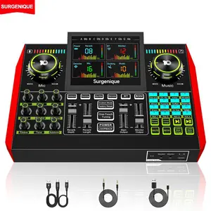 SURGENIQUE G10 Mixer Sound Card Set - Portable Audio Interface with Funny Sound Effects, Vocal Removal, Ducking Tech for TikTok Live, Gaming
