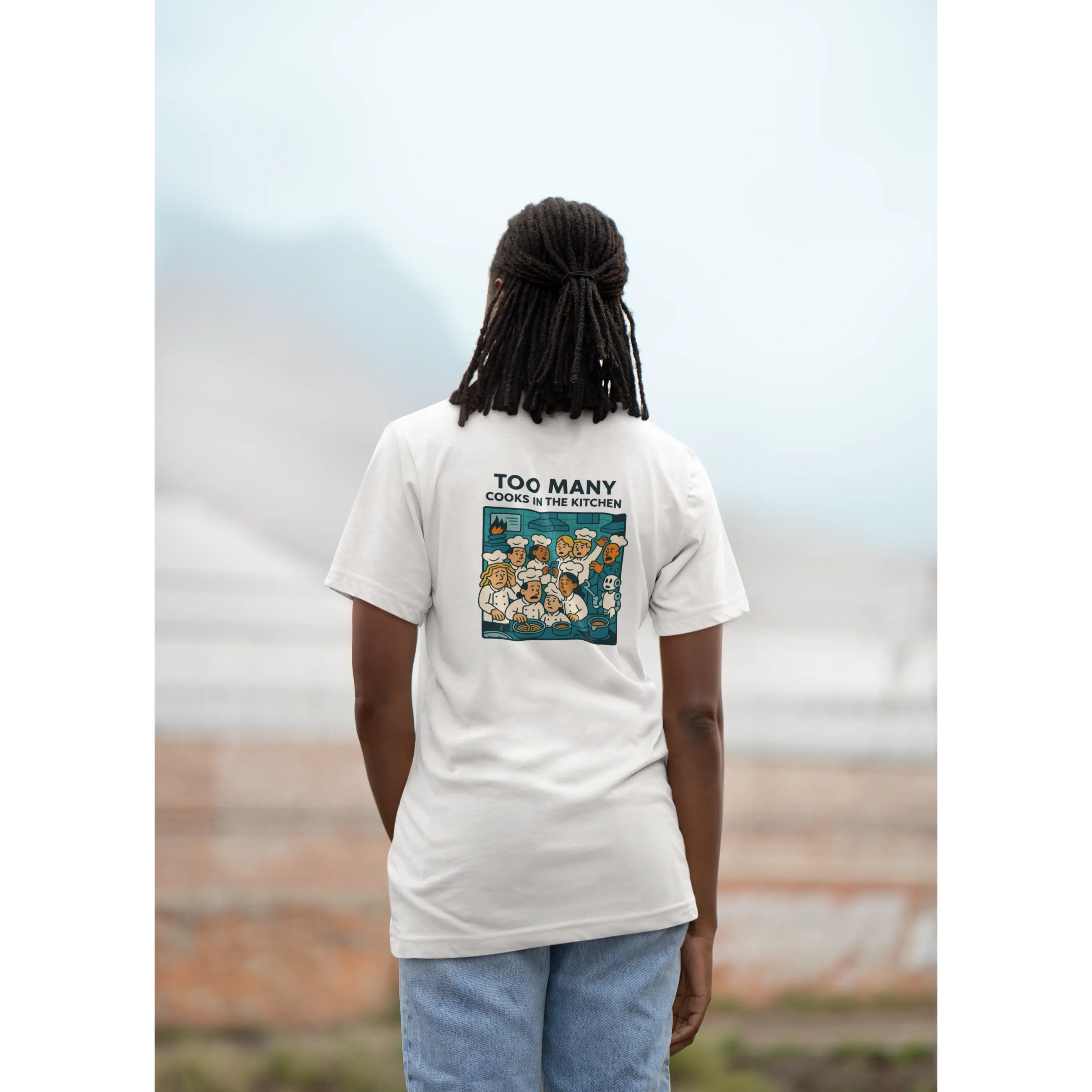 Too Many Cooks In The Kitchen Unisex Top Streetwear Tee Comic Printed Short Sleeve Crew Neck Casual  Outfit