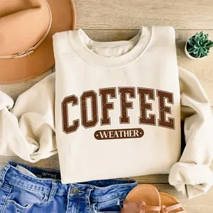 Coffee Weather Sweatshirt, Fall Coffee Lover Crewneck, Pumpkin Spice Sweater, Cute Fall Graphic Sweatshirt, Autumn Outfit, Thanksgiving Cozy Top
