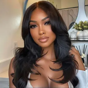 【24''=$129 】Sunber 13x4 HD Lace Front Wigs 200% Density Layered Cut Slight Yaki Straight Wigs With Drawstring Pre Bleached Tiny Knots Glueless Ready To Wear Natural Black Wigs