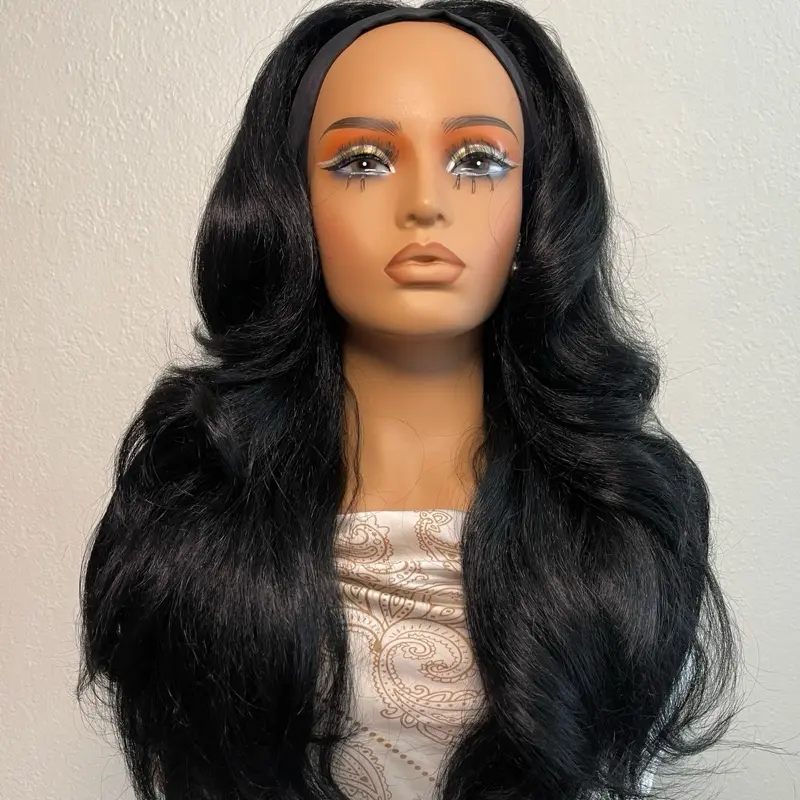 Headband natural yaki texture heat resistant fiber synthetic wig Latisha style