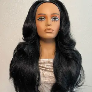 Headband natural yaki texture heat resistant fiber synthetic wig Latisha style