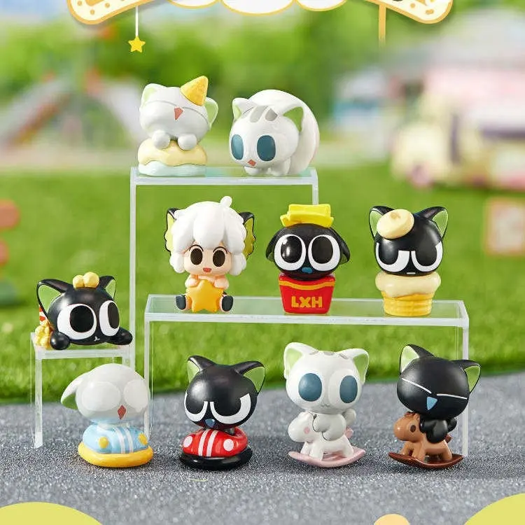 Luo Xiao Hei Cat Island Park Series Mini Bean Figures Blind Bag Adorable Mini Collectible Ornaments Perfect Small Surprise Gift For Teens Friends Aesthetic Tabletop Room Decor，Back To School