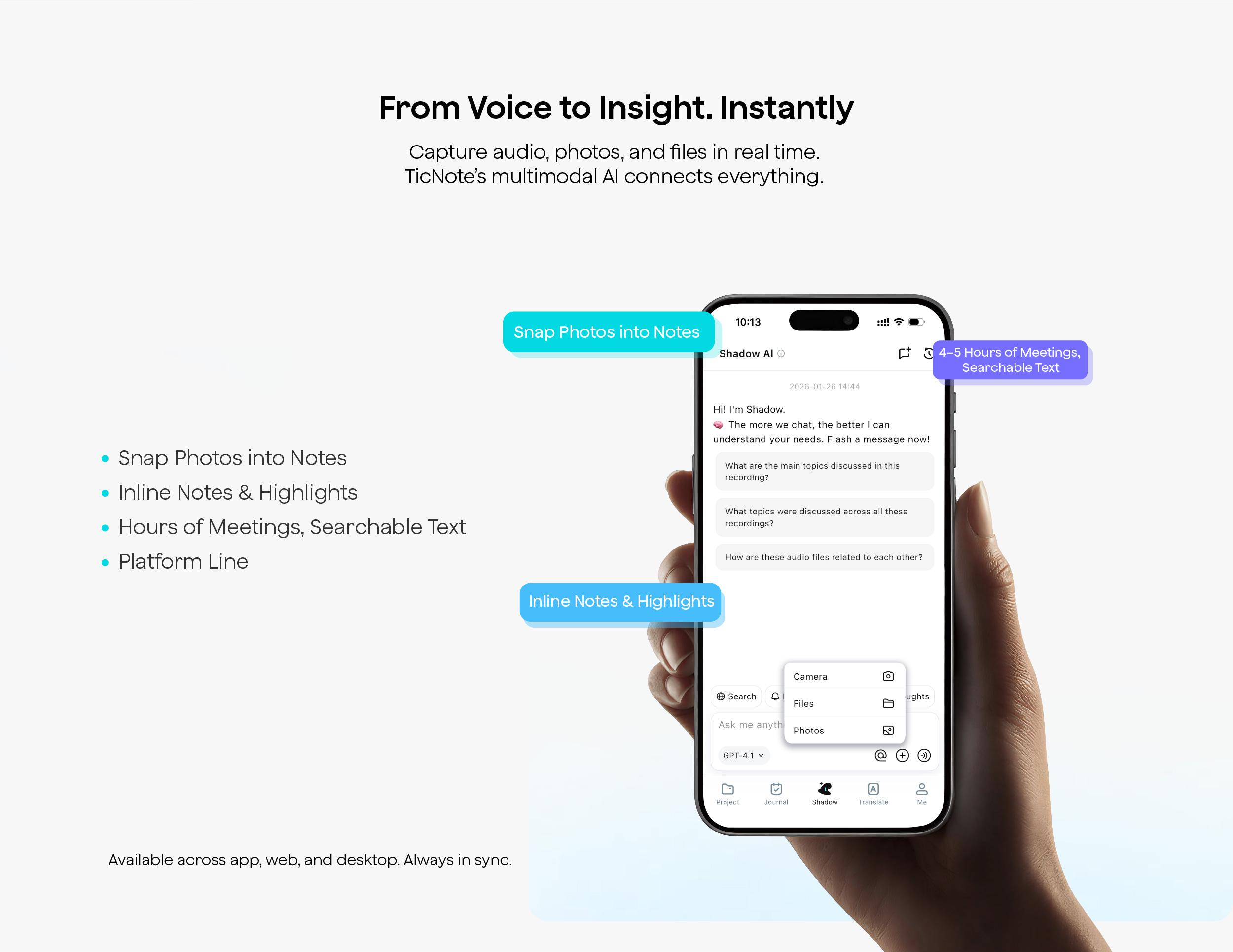 [2026]New Version Mobvoi TicNote Lite AI Voice Recorder, AI Note Taking Device w/Instant Transcribe & Summarize, APP Control, Support 120+ Languages, AI Recorder w/Display for Meeting, Calls,Travels, Remote Work and Immigrantion Situation