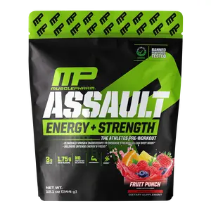 Assault Energy+Strength - Pre Workout Powder for Men & Women with Beta Alanine, Caffeine, Creatine & Betaine Anhydrous, Pre Workout Supplements, 30 Servings