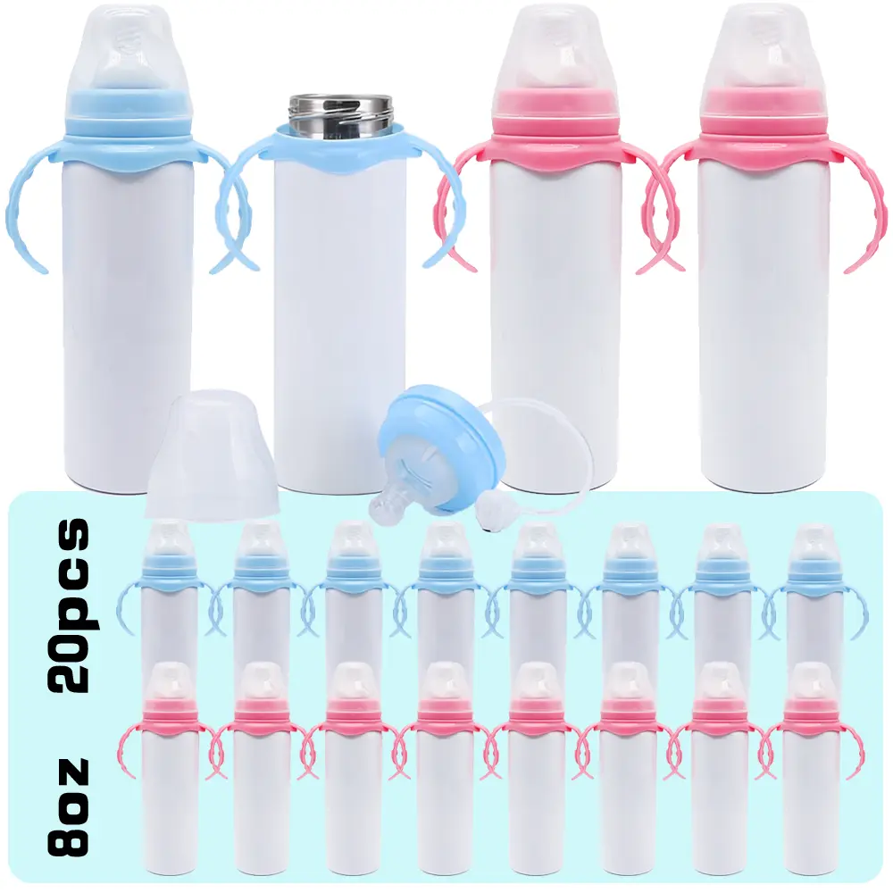 20PCS 8oz Sublimation Baby Bottles Bulk Blank Bottles for Custom Printing Baby Shower Gifts