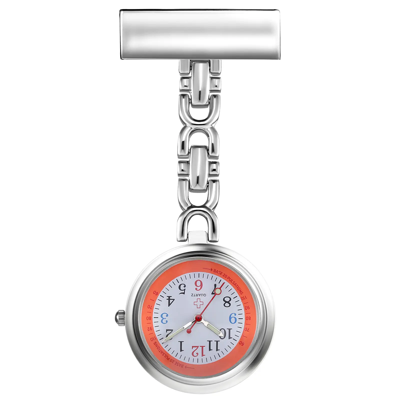 OIDEA Women's Crystal-Themed Pocket & Fob Watch, Pin-On Brooch Style, Pulse-Counting Dial, Customizable Name, Unisex Silver Alloy, 1ATM Fashion Accessory, Crystal-Themed Pocket & Fob Watches, Curved Glass, Name Engraved, Quartz Crystal