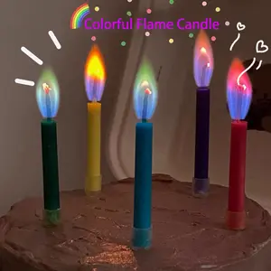 Multicolored Flame Candles Wedding Party Birthday Cake Decoration Supplies for Children Kids Light Colorful Ornaments Freshener