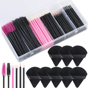 248 Pcs Disposable Makeup Applicators with Triangle Makeup Puffs, Mascara wands, Disposable Lip Applicators, Eyelash liner Brushes Disposable Makeup Applicator Kit for Makeup Artist Supplies springtok