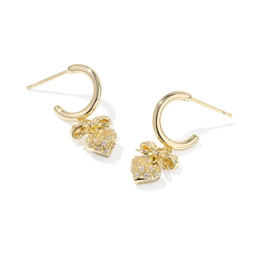 Kendra Scott Belle Cubic Zirconia Bow Huggie Hoop Earrings, Feminine, Everyday