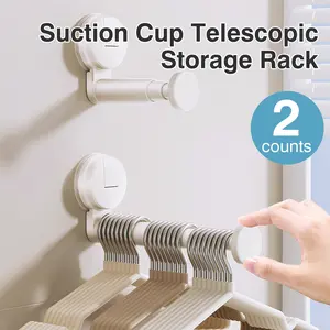 2 Counts suction cup expandable storage racks, Sturdy construction with strong load capacity, Holds multiple hangers securely, Reliable for daily use, white
