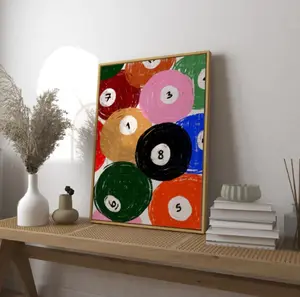 Pool Balls Art Print Vintage Style Unframe Poster Vintage Food Print, Trendy Retro Print, Mid Century Print