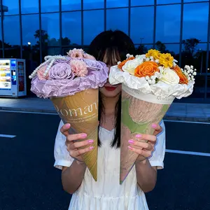 Fashion Ice Cream Cone Bouquet, Unique Gift Packaging Supplies, Perfect for Valentine's Day, Mother's Day, Special Occasions, Elegant Decorations