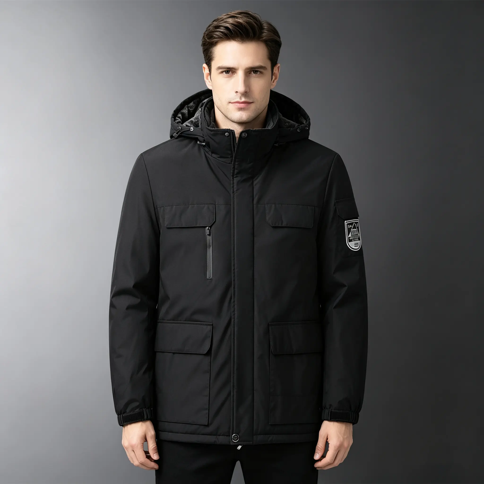 Men's Winter Fleece-Lined Waterproof Outdoor Mountaineering Hardshell Jacket
