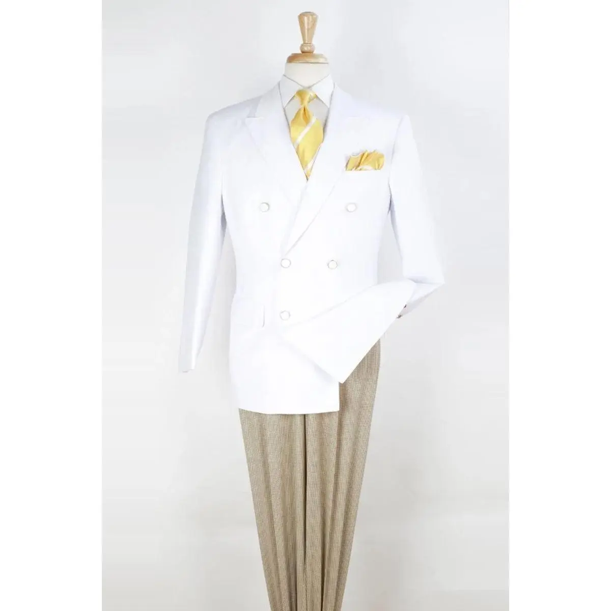 Mens Classic Fit Double Breasted Sport Coat Blazer in White