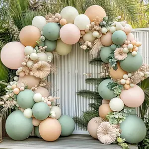 Dusty Green  Balloons Arch Kit, Mist Fog Green Light  Nude Sand White Boho Balloons Garland Kit for Boho Party Bridal Shower Birthday Wedding Decorations