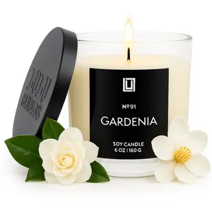 Gardenia | Luxury Scented Candle | 6 Oz. with Black Lid