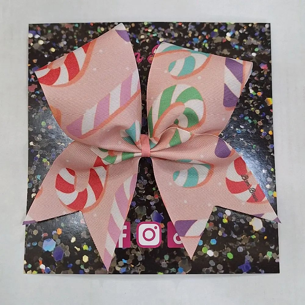 Candy Cane Cheer Bow - Pink