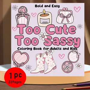 Bold & Easy Cute Coloring Book for Adults & Kids | 22 Cozy Stress Relief Pages on 120GSM No-Bleed Paper | Aesthetic Pink Cowgirl & Heart Designs for Coloring Lovers